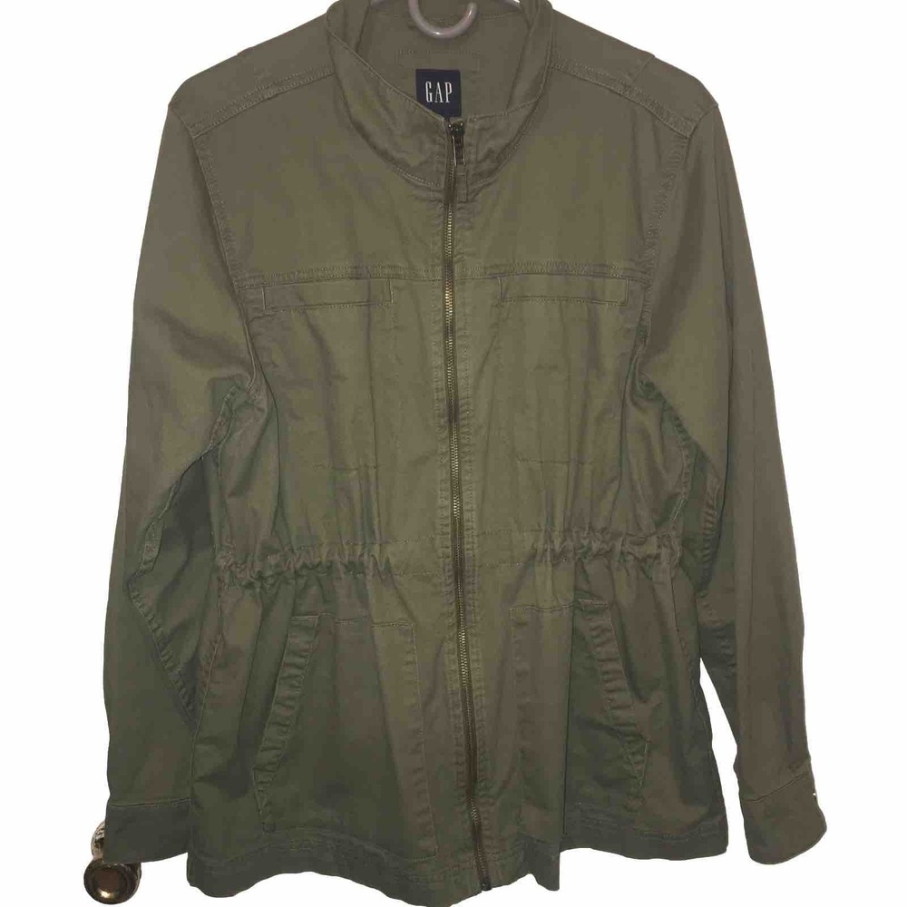 GAP Women's Utility Field Jacket Olive Green Size L GoPro Core Drawstring